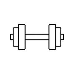 Illustration of a simple black outline dumbbell icon on transparent background