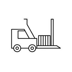 Simple outline drawing of a forklift truck icon on transparent background