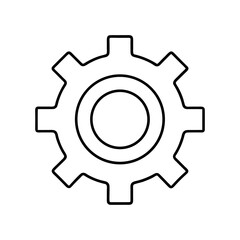 Outline drawing of a gear with internal circles on transparent background