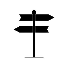 Directional sign with two arrows pointing different on transparent background