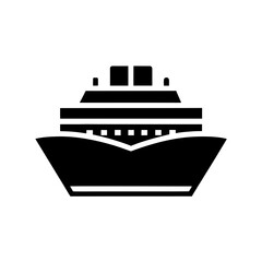 Fototapeta premium Illustration of a cruise ship in black and white style on transparent background