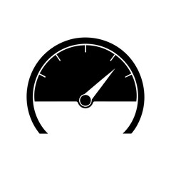 Illustration of a speedometer with needle pointing up on transparent background