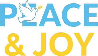 Peace and joy text graphic with vibrant multicolored gradient lettering on a clean backdrop vector