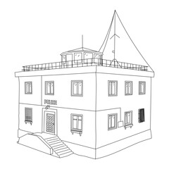 Vector sketch of village police station