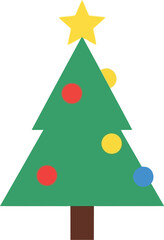 Festive decorated christmas tree with star topper merry holiday celebration element vector