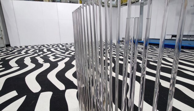 Abstract Glass Rod Installation in Modern Lab Setting
