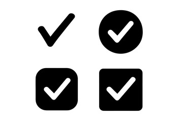 Checkmark symbols in various styles on a plain background for design use
