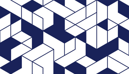 Cubes abstract architecture background, construction seamless pattern with 3D blocks, geometric linear polygon wallpaper, isometric cubic tiling pattern.