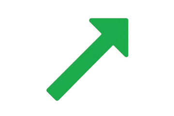 Green arrow pointing up, symbolizing growth, increase, financial success, positive trend, and reaching new goals