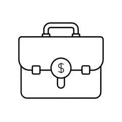 Outline drawing of a briefcase with a dollar symbol on transparent background