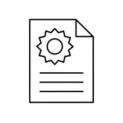 Document with star and lines in outline vector style on transparent background
