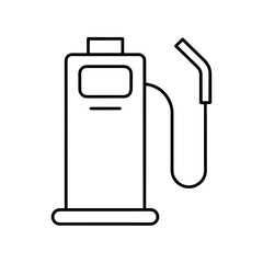 Outline drawing of a gas pump station with a nozzle on transparent background