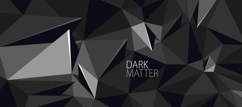 Low poly dark vector abstract background, 3D polygonal fractal wallpaper in dark monochrome greyscale colors, geometric surface of triangular structure.