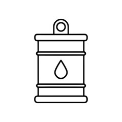 Outline drawing of a barrel with a drop symbol on it on transparent background