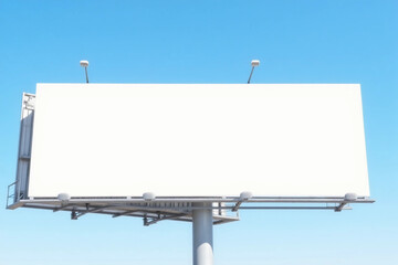 Obraz premium Big horizontal blank billboard on the blue sky background, mock up.