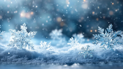 Macro Snowflakes On Snow - Christmas And Winter Background