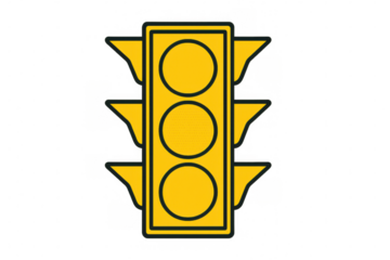 Traffic light icon showing control and safety for road transportation, illustrating a yellow signal symbol