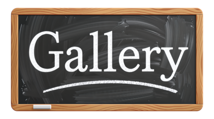 Black Chalkboard Gallery Sign with Transparent Background, Minimalist Design Element