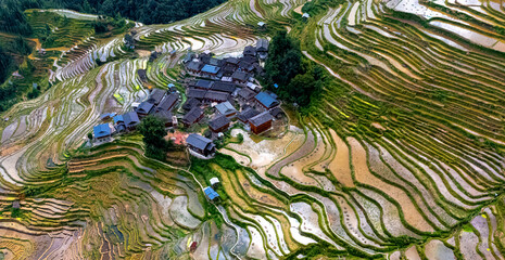 View of Jiabang Rice Terraces in the Guizhou province, China