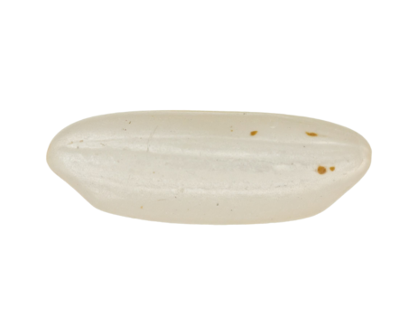 Single long grain white rice grain macro isolated, uncooked cereal ingredient, healthy eating concept