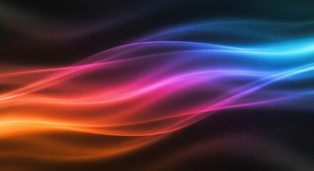 Obraz premium Vibrant abstract swirls of neon light flowing across a dark background