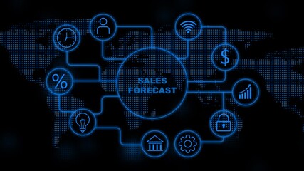 Sales Forecast Concept with World Map Network and Business Icons global connection - Powered by Adobe