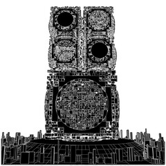 Futuristic City Of Skyscrapers Vector. Megalopolis City Landscape View. Illustration Of Construction Isolated On White Background.