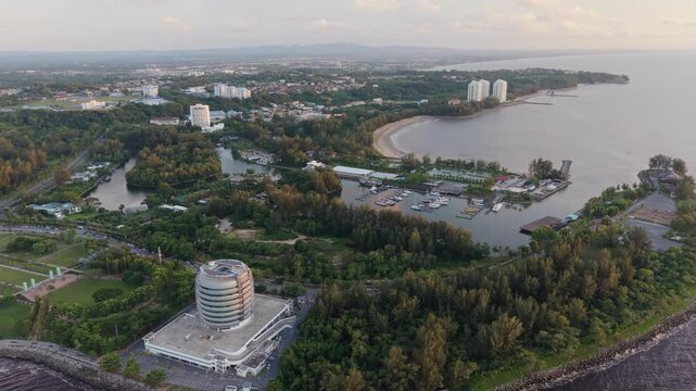 Miri Coastal Aerial Jeti Miri Marina view, Sarawak, Malaysia