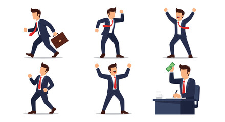 Fototapeta premium Animated characters celebrating success and making money in a business context.