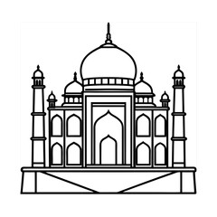 Iconic indian monument architectural outline drawing silhouette isolated on white background