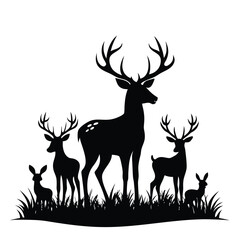 black deer silhouette vector
