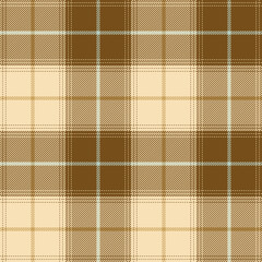 Elegant brown tartan check texture for textile, fabric, print, clothing, garments and background. Scottish plaid pattern.