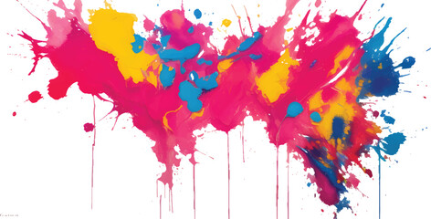 Fototapeta premium Abstract Watercolor Paint Splatter with Rainbow Color Blends and Textured Brush Motions for Modern Artistic Background and Vibrant Creative Design Concepts