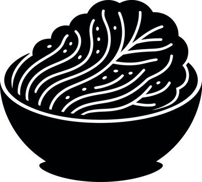 Black silhouette of fermented cabbage in a bowl kimchi