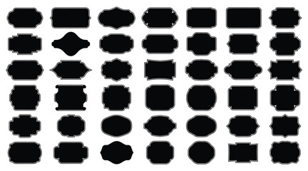 Vector art of collection of grunge frame shapes set of vintage label templates with distressed edges decorative design elements for retro style projects, scrapbooking, and crafting