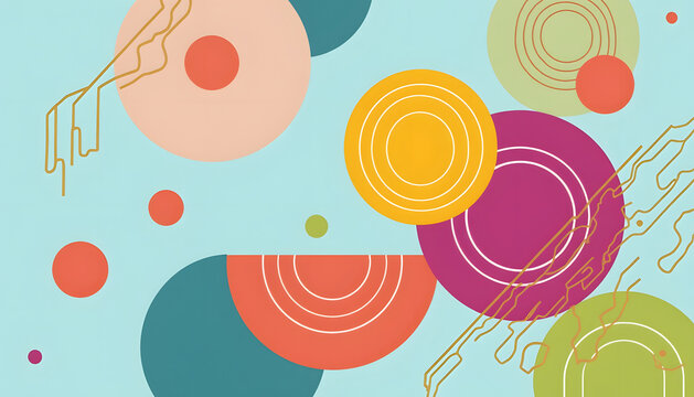 Abstract geometric shapes and lines on a light blue background