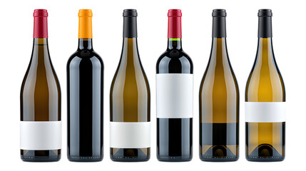 Glossy Red Wine Bottles with Transparent Background, 3D Realism Design Element