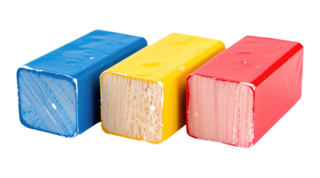 Glossy Yellow Chalk Block on Transparent Background, 3D Realism Design Element