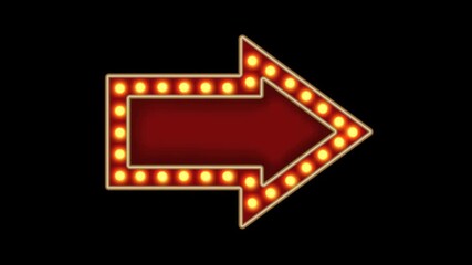 Red arrow frame gold arrow light retro advertising sign on transparent background. Alpha channel - Powered by Adobe