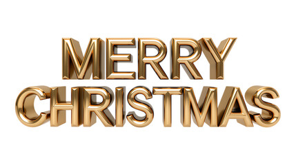 Gold Foil Merry Christmas Text on Transparent Background, Festive Holiday Design Element
