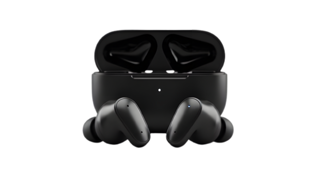 Discover premium black earbuds wireless bluetooth headphones for immersive audio experience and superior sound quality on transparent background