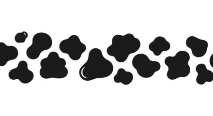 Black cow print pattern isolated on transparent background