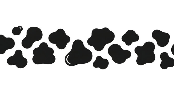 Black cow print pattern isolated on transparent background