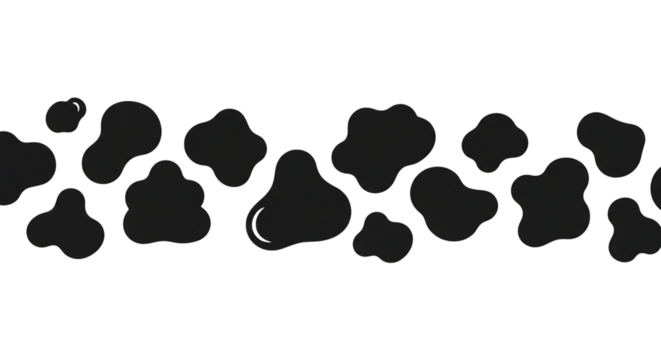 Black cow print pattern isolated on transparent background