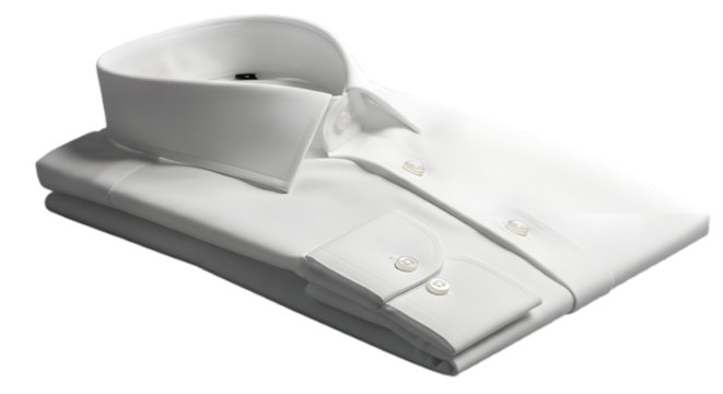 Folded white dress shirt apparel formal business clothing fashion wardrobe textile cotton style design on transparent background