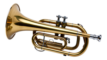 Naklejka premium Golden Brass Trumpet with Transparent Background, Glossy Realistic Design Element