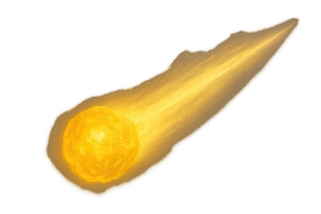 Meteoroid entering atmosphere burning bright, celestial body streaking through space with fiery tail