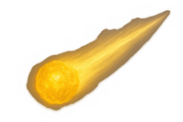 Meteoroid entering atmosphere burning bright, celestial body streaking through space with fiery tail