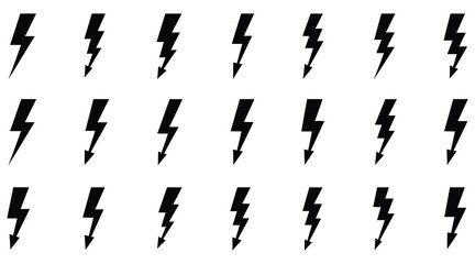 Vector art of set of lightning bolt icons, representing electricity, power, and energy, perfect for weather, nature, and technology designs