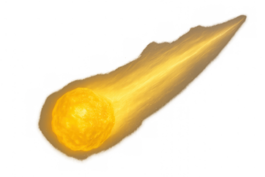 Meteoroid entering atmosphere burning bright, celestial body streaking through space with fiery tail